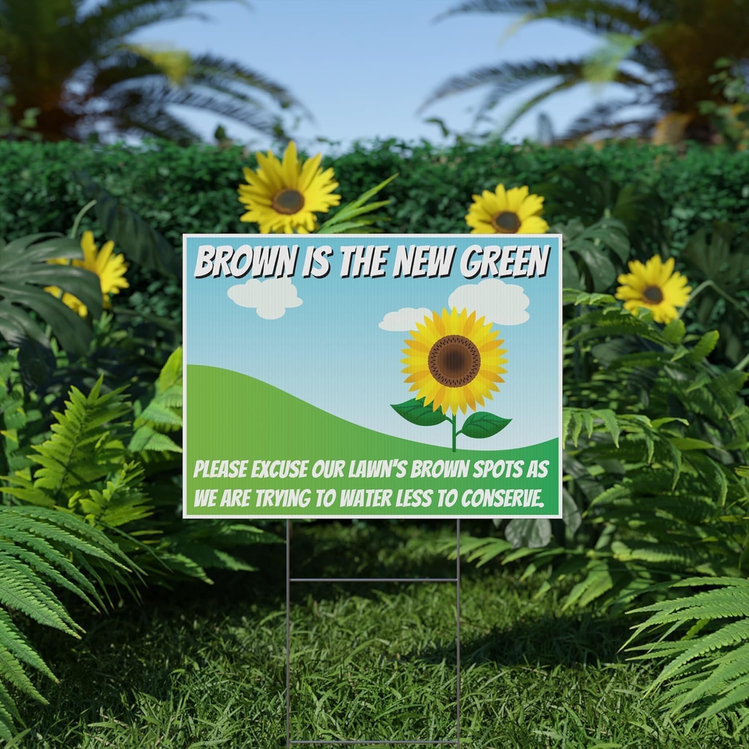 Conserve Water Yard Sign – Save Water Outdoor Lawn Sign, Double Sided Full Color, Weatherproof Corrugated Plastic with Metal H-Stake (Blue, 24x18 Inches)