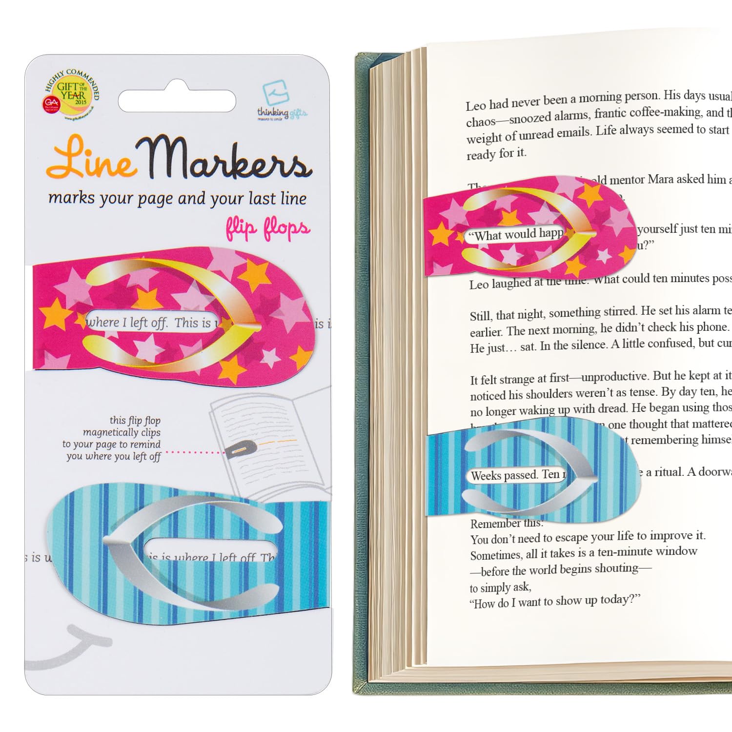 Gifts for Readers & Writers Linemarker Magnetic Bookmarks - Set of 2 | Page Holder Set | Book Holder Clips for Reading | Stylish Magnet Page Markers | Gift Idea for Readers, Book Lovers