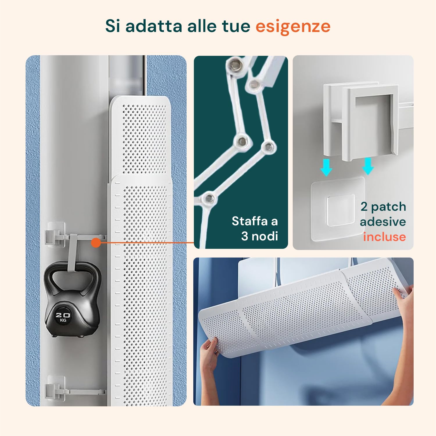 Avilia - Deflettore Condizionatore Regolabile Universale da 58,5 a 93 cm per Casa e Ufficio, Installazione Facile, Orientabile, Compatibile con Telecomando, Ideale per Clima Ottimale