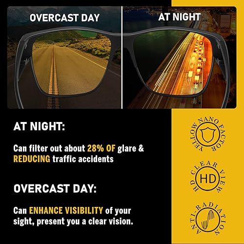 Miniatura 6 de DUCO Lentes de conducción de visión nocturna para hombres y mujeres, antirreflejos, polarizados, amarillos, lentes nocturnos, 8990Y, Lente de visión