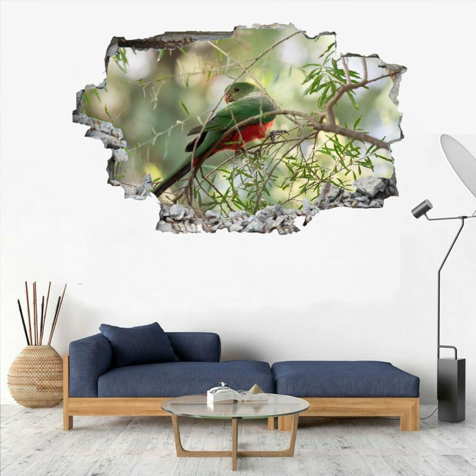 Ramo Di Un Albero Adesivi Murali Rotti 3D Uccello Carta Da Parati Arte Foresta Nursery Camera Da Letto Per Bambini Soggiorno Sfondo Adesivo Rimovibile Vinile Decorazione Per La Casa 75x113cm