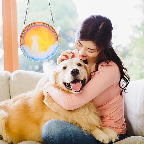 Miniatura 4 de Regalos conmemorativos para perros, arco iris, para colgar en la ventana, atrapasoles de doble cara para decoración del hogar, jardín, campanilla de