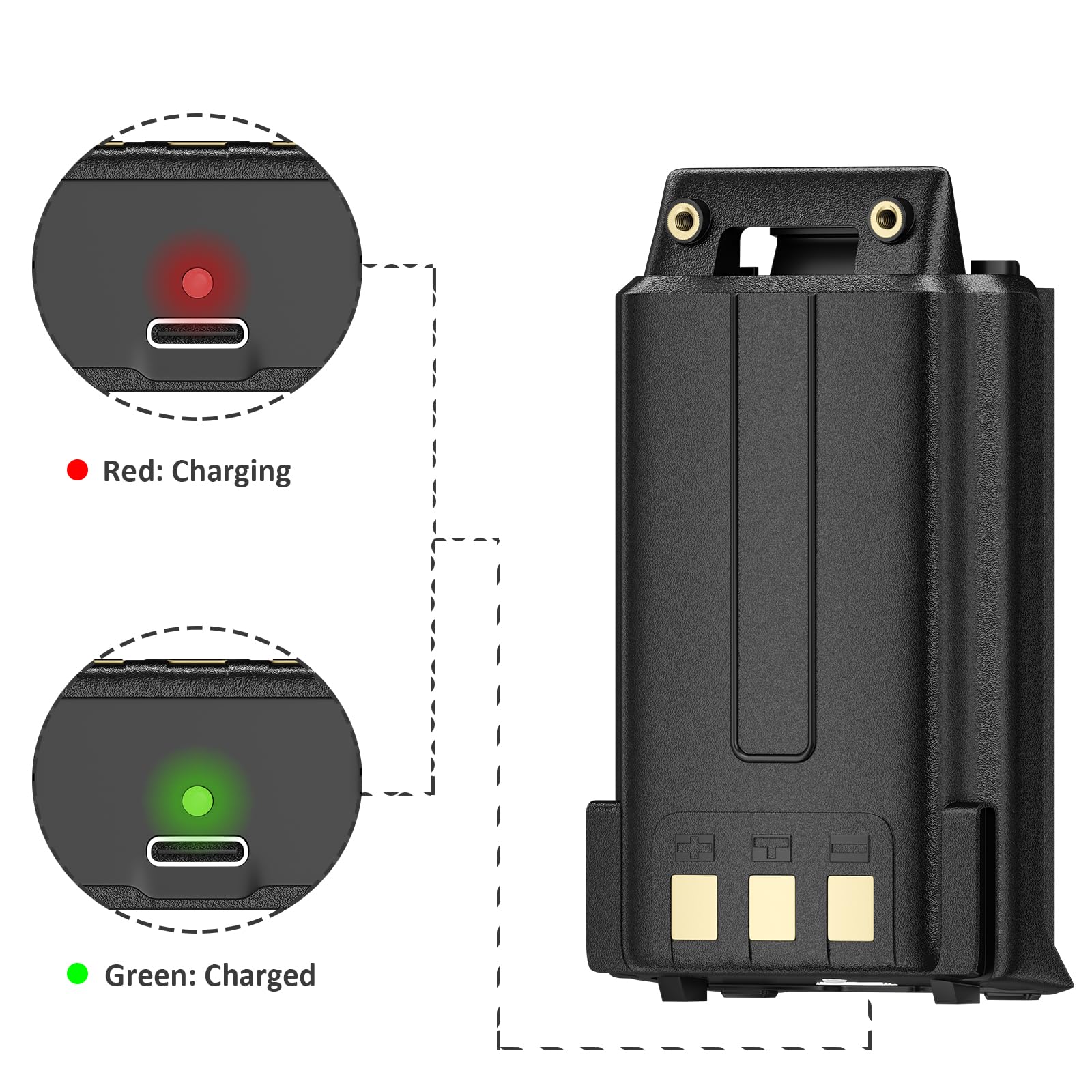 Amazon.com: BAOFENG UV-5R Battery Enlarge USB-C Rechargeable