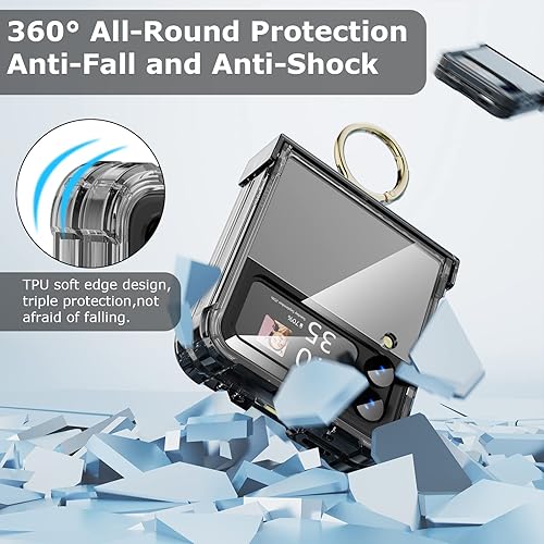 Miniatura 8 de Funda para Galaxy Z Flip 4 con protección de bisagra, funda transparente para Samsung Flip 4 con soporte para Samsung Galaxy Z Flip 4 5G (2022),
