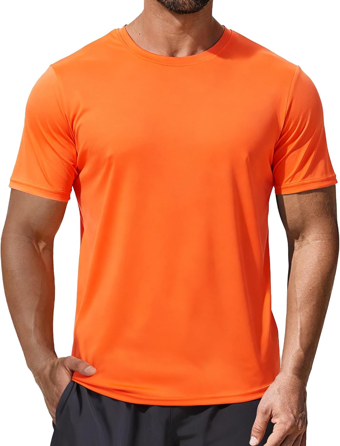 NEYOUQE Men's Workout T-Shirt Sport UPF 50+ Sun Protection Rash Guard Shirts Dry Fit Moisture Wicking Athletic Tops