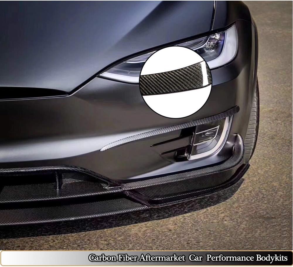Front Bumper Vent fits Tesla Model X 75D 90D P90D 100D P100D SUV 2016-2018 Customized Carbon Fiber CF Fog Lamp Grill Air Fender Scoop Spoiler Canard Winglets Splitter Cover Trims