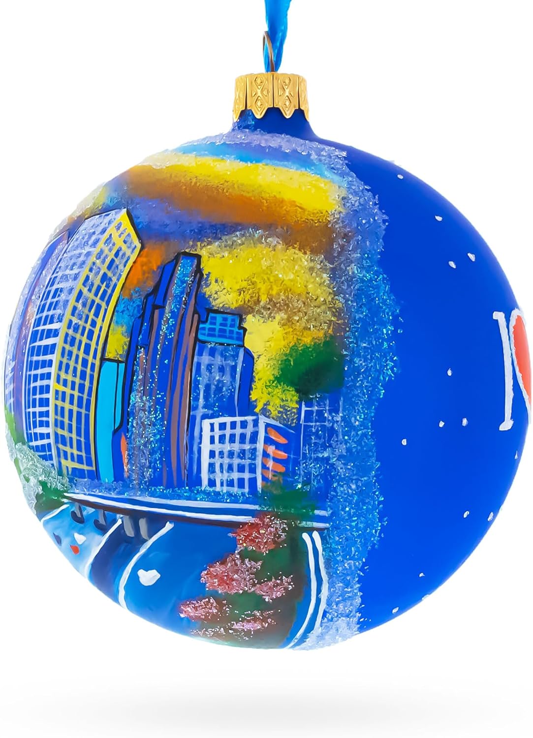I Love Los Angeles, California Glass Ball Christmas Ornament 4 Inches - Image 3