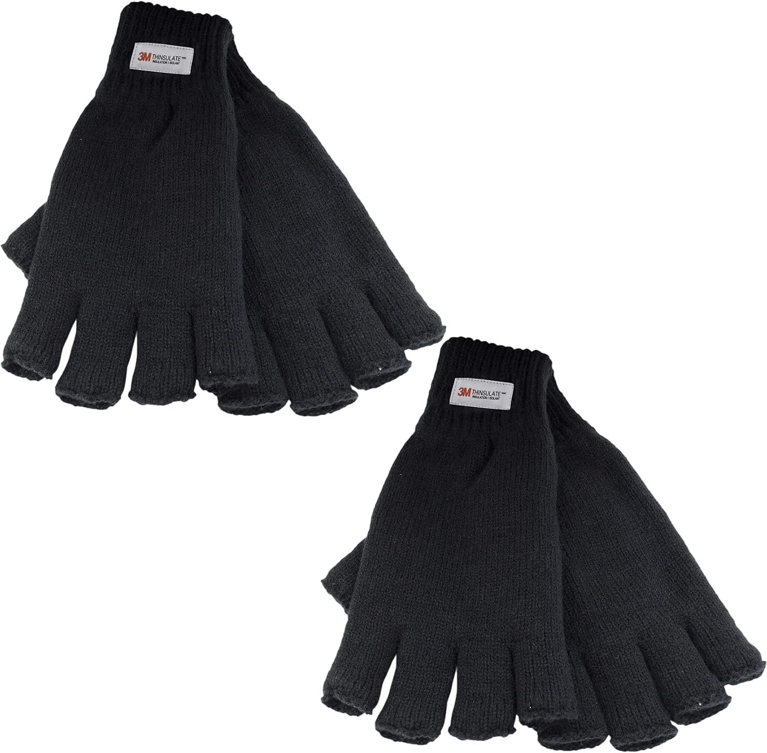 Lot De 2 Paires De Mitaines Pour Homme, Demi-doigts Noirs Lot De 2 Paires De Mitaines Pour Homme, Demi-doigts Noirs