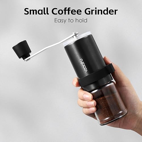 Miniatura 4 de Vzaahu Molinillo de café manual con tapa, rebaba cónica de cerámica con ajuste ajustable para amantes del café, molinillo de mano portátil de viaje