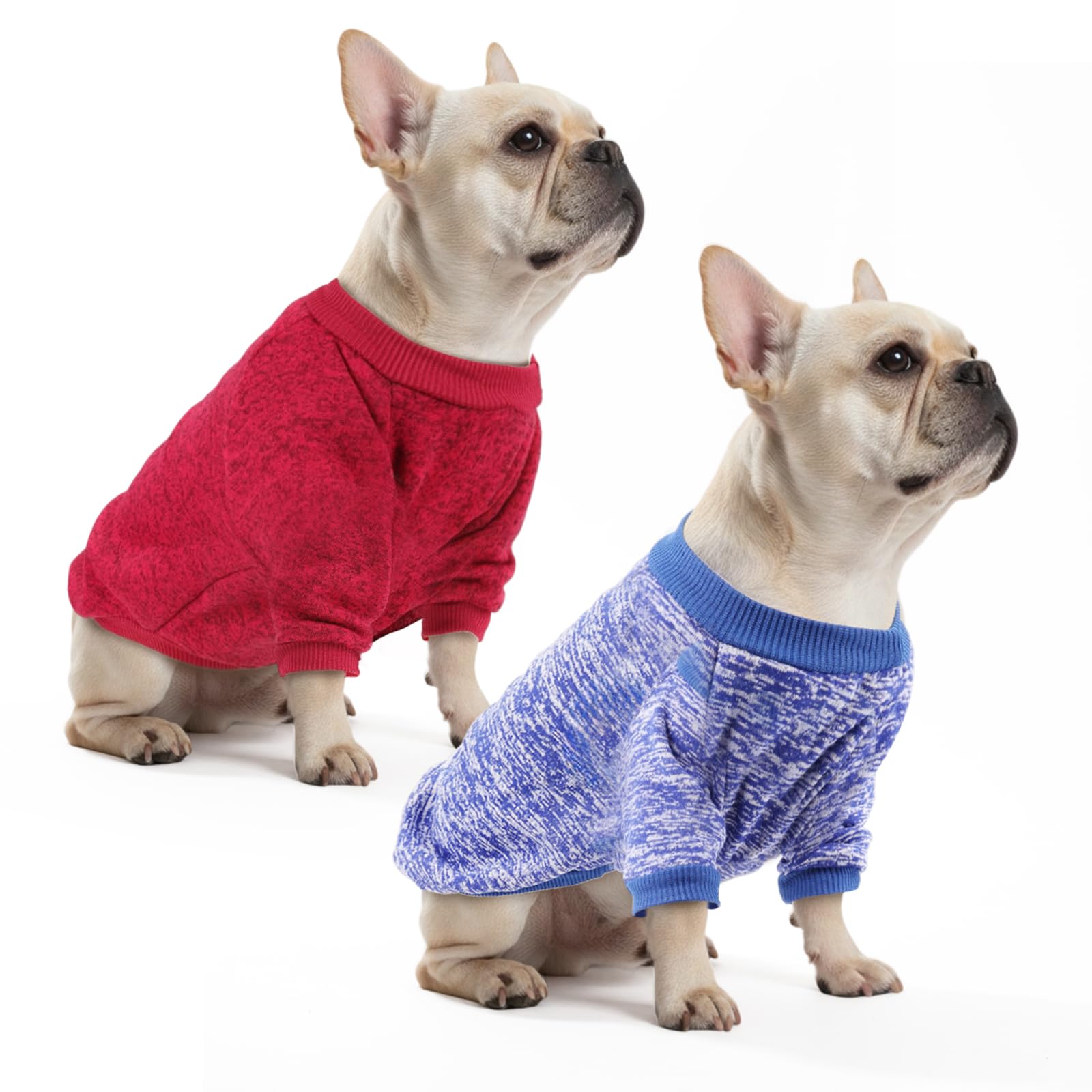 Viiotu 2 Pack Small Dog Hoodie Sweatshirt - Elastic Warm Knit Dog Jumper, Jacket & Clothes, Soft Breathable Winter Dog Costume, Machine Washable for Chihuahua, Pug, Yorkie