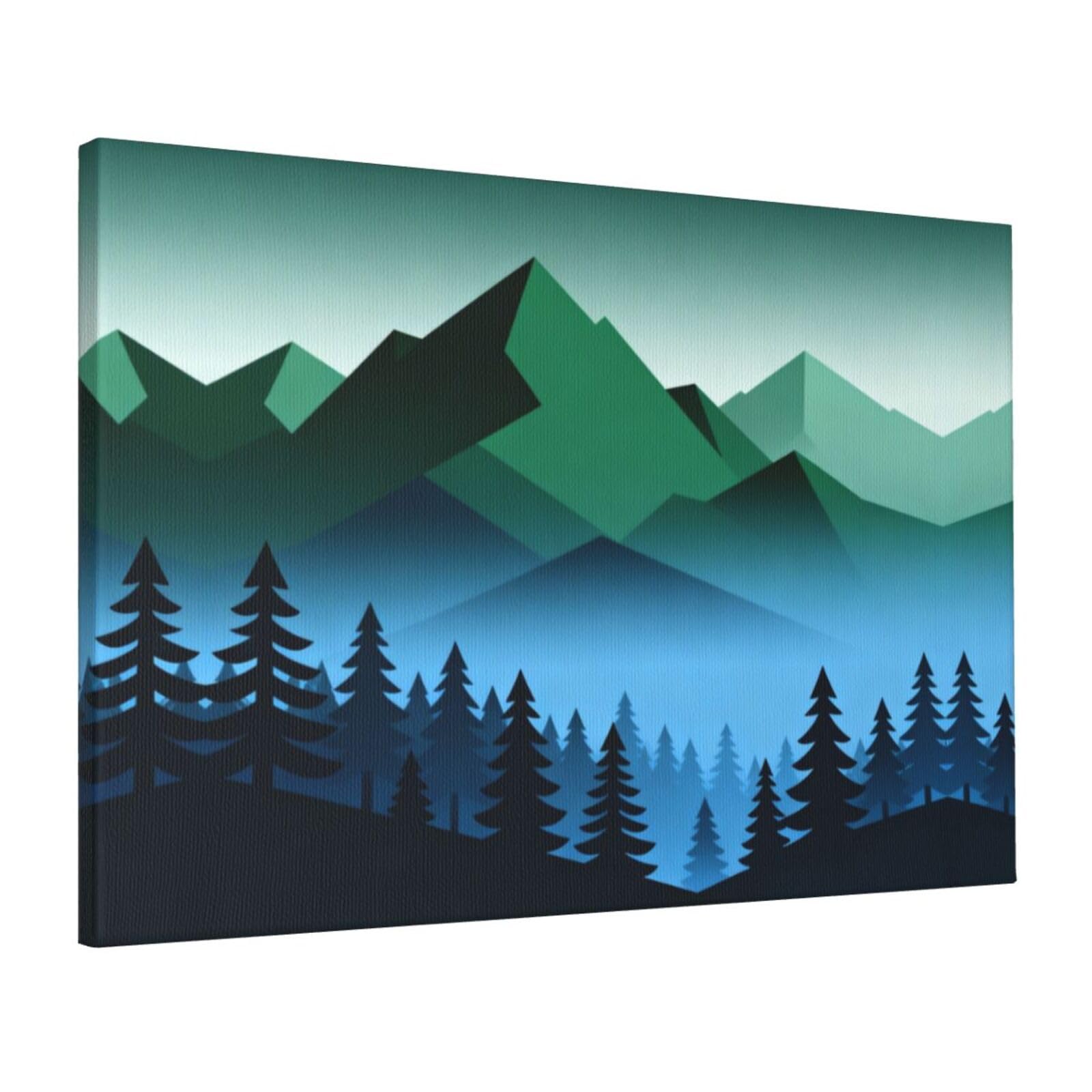 CNTDBU Forests and Mountains Canvas Wall Art 16x24 Inch-Large Modern Painting Print for Living Room, Framed Ready to Hang Artwork for Bedroom