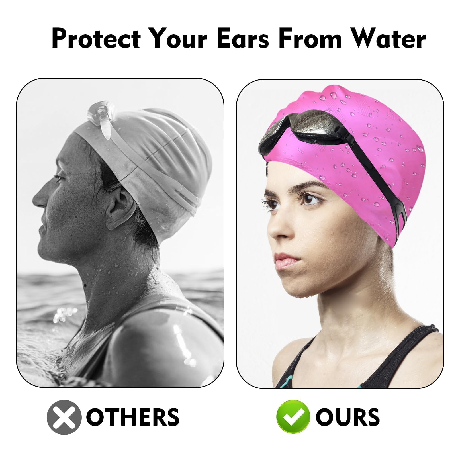Gorro de natación, gorro de natación de silicona para mujeres y hombres, gorro de natación duradero antideslizante impermeable que protege las orejas, para adultos y niños mayores con cabello largo Gorro de natación, gorro de natación de silicona para mujeres y hombres, gorro de natación duradero antideslizante impermeable que protege las orejas, para adultos y niños mayores con cabello largo
