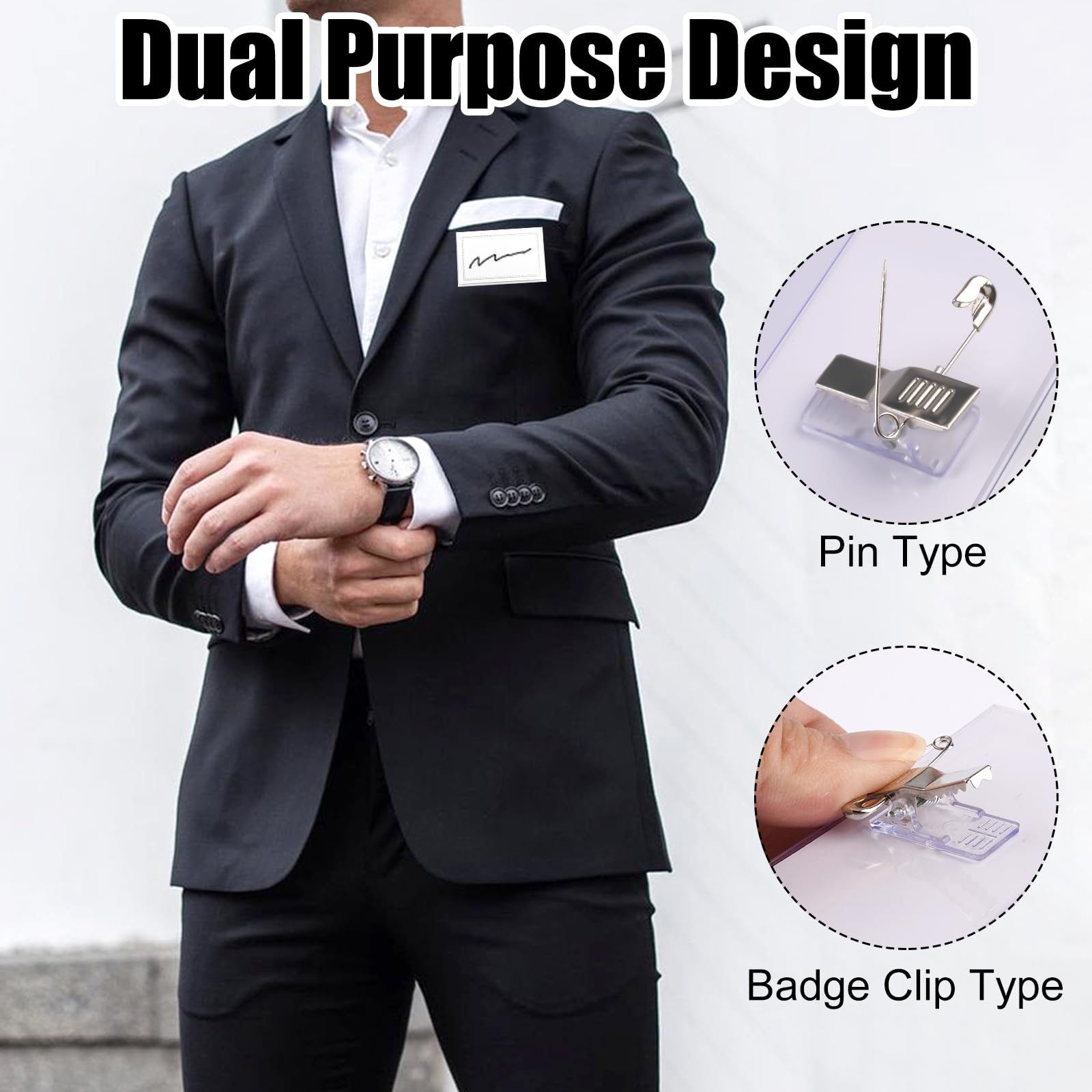 Porta Badge Trasparente con Clip 30 Pezzi 90x56mm PVC Orizzontale