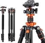 K&F CONCEPT 78 inch/198cm Camera Tripod,3 Sections Central Axis Travel Tripod with 32mm Metal Ball Head Load Capacity 26.4 lbs/12KG for DSLR Cameras Indoor Outdoor Use