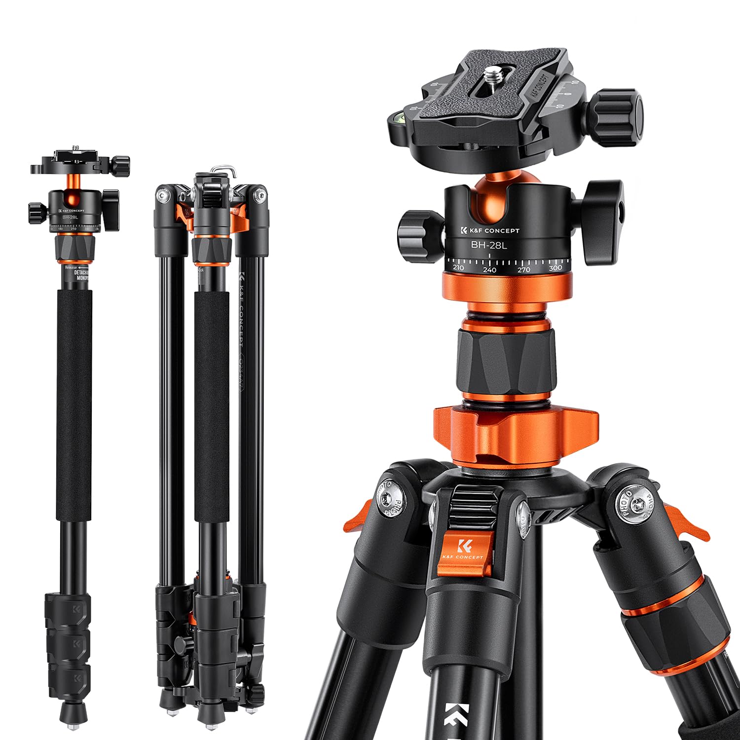 K&F Concept Compact Aluminum Camera Tripod with 360 Degree Ball Head and 8kgs Load for DSLR (78in)