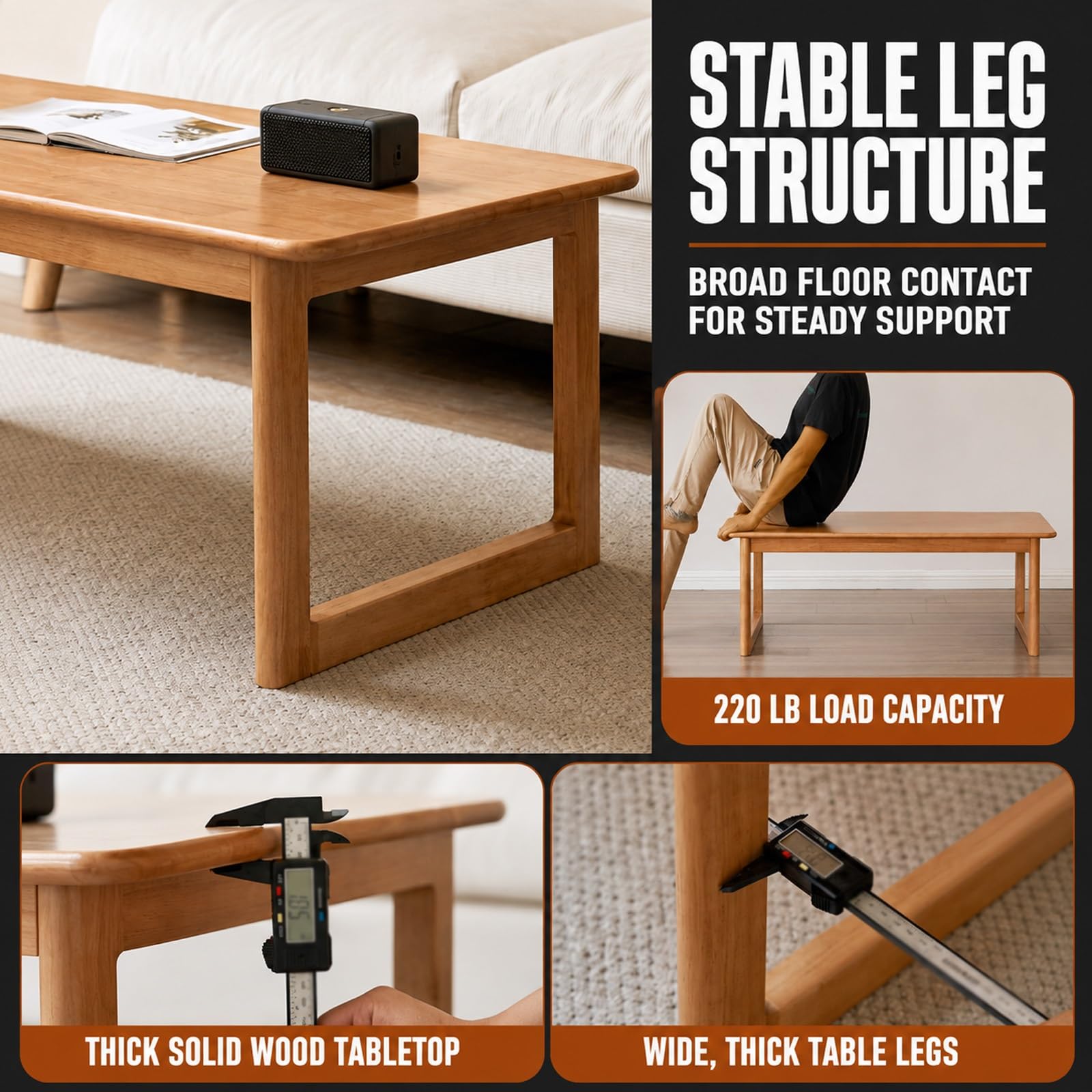 Mesa de Centro Plegable de Madera Mesa de Suelo Bajo Espacio Pequeño