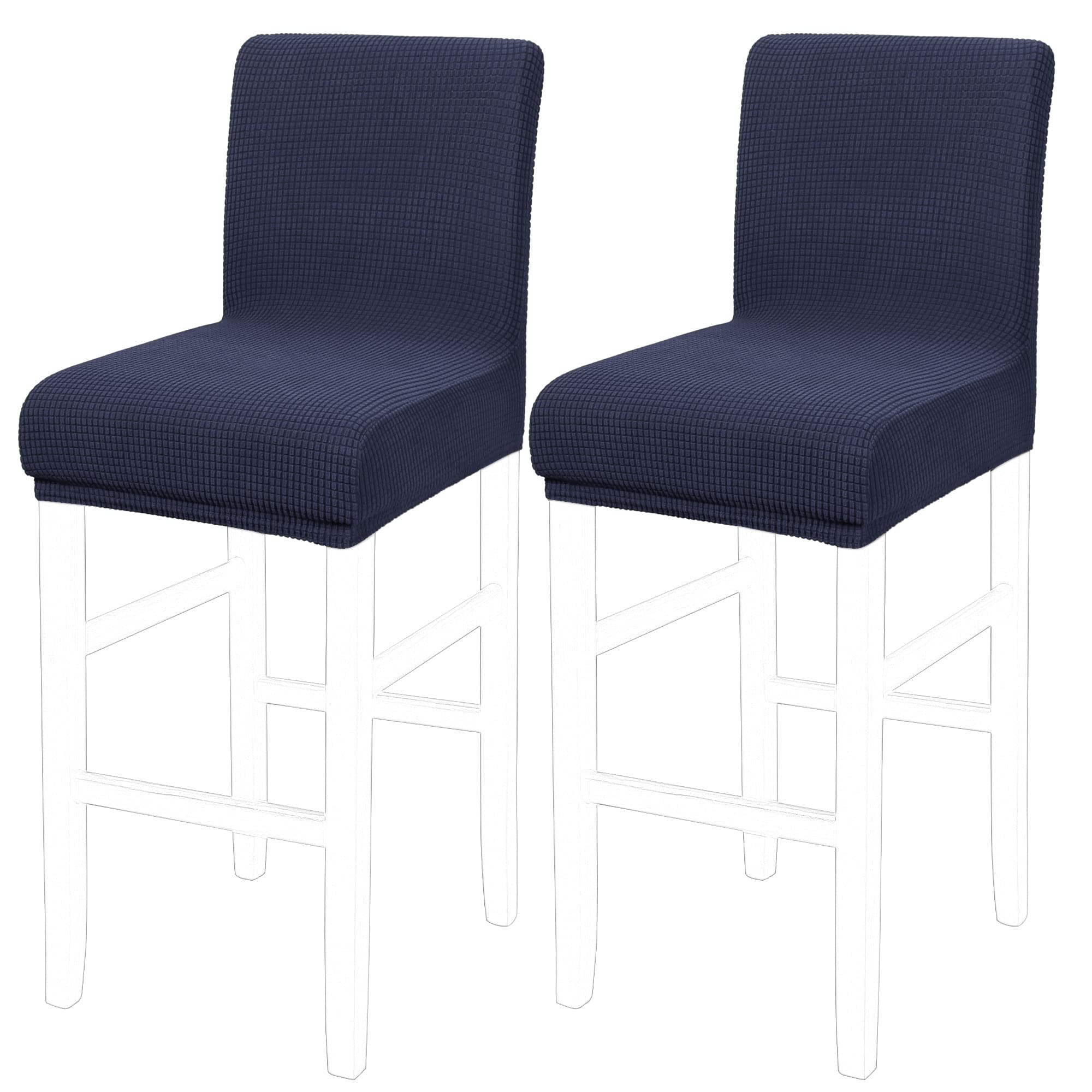 PiccoCasa Stretch Corduroy Bar Stool Covers 2 Pack Navy