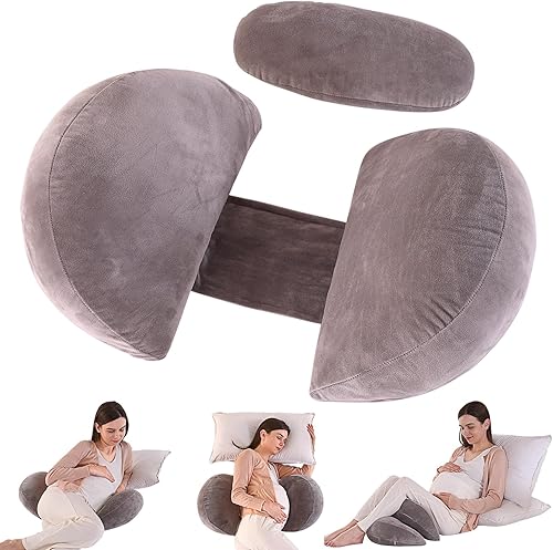 Miniatura 8 de BATTOP Almohada de cuña de embarazo para soporte del vientre, almohadas de embarazo portátiles para apoyar las piernas, espalda, rodillas, almohada