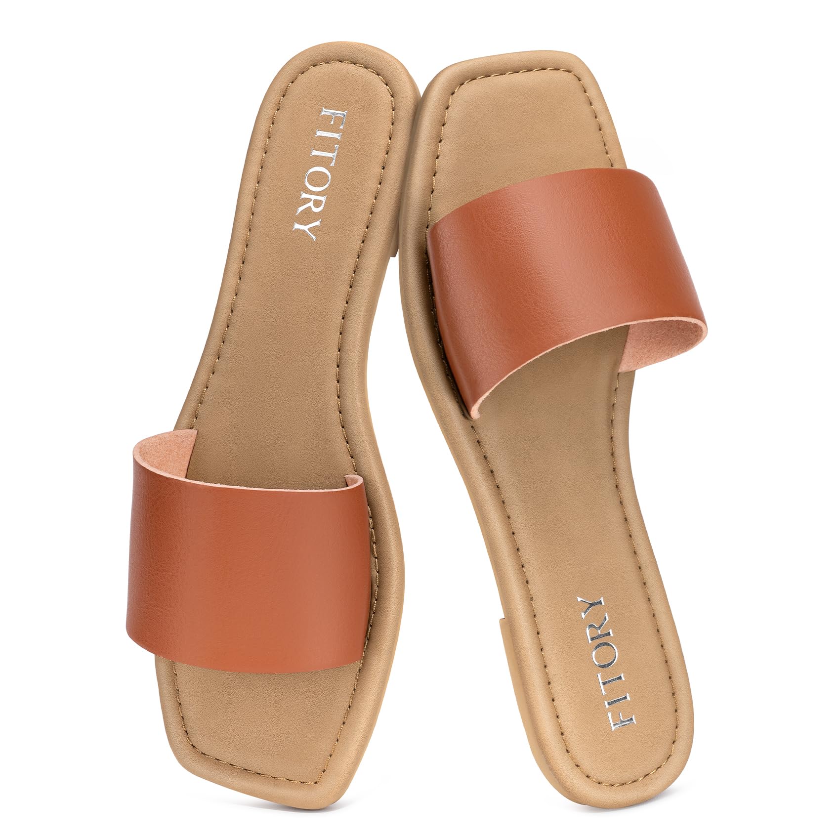 FITORY Womens Slide Sandals Dressy Flat Comfortable Slippers for Summer