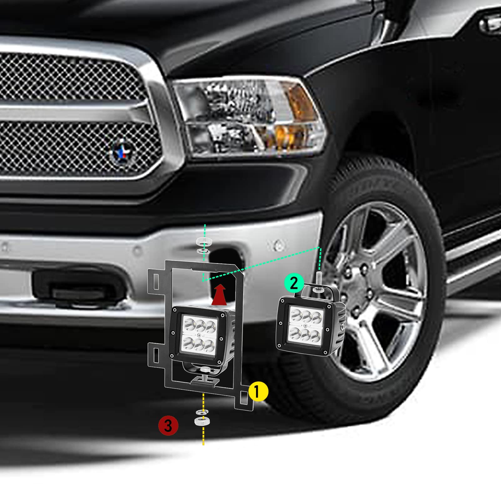 how much is elf bar vape For 2009-2018 Dodge Ram 2500/3500 4x LED Fog light Pods Lower Hidden Bumper  Kit main image 0