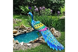 chisheen Peacock Statue Garden Decor Metal Peacock Yard Art Lawn Decoration Outdoor Sculpture