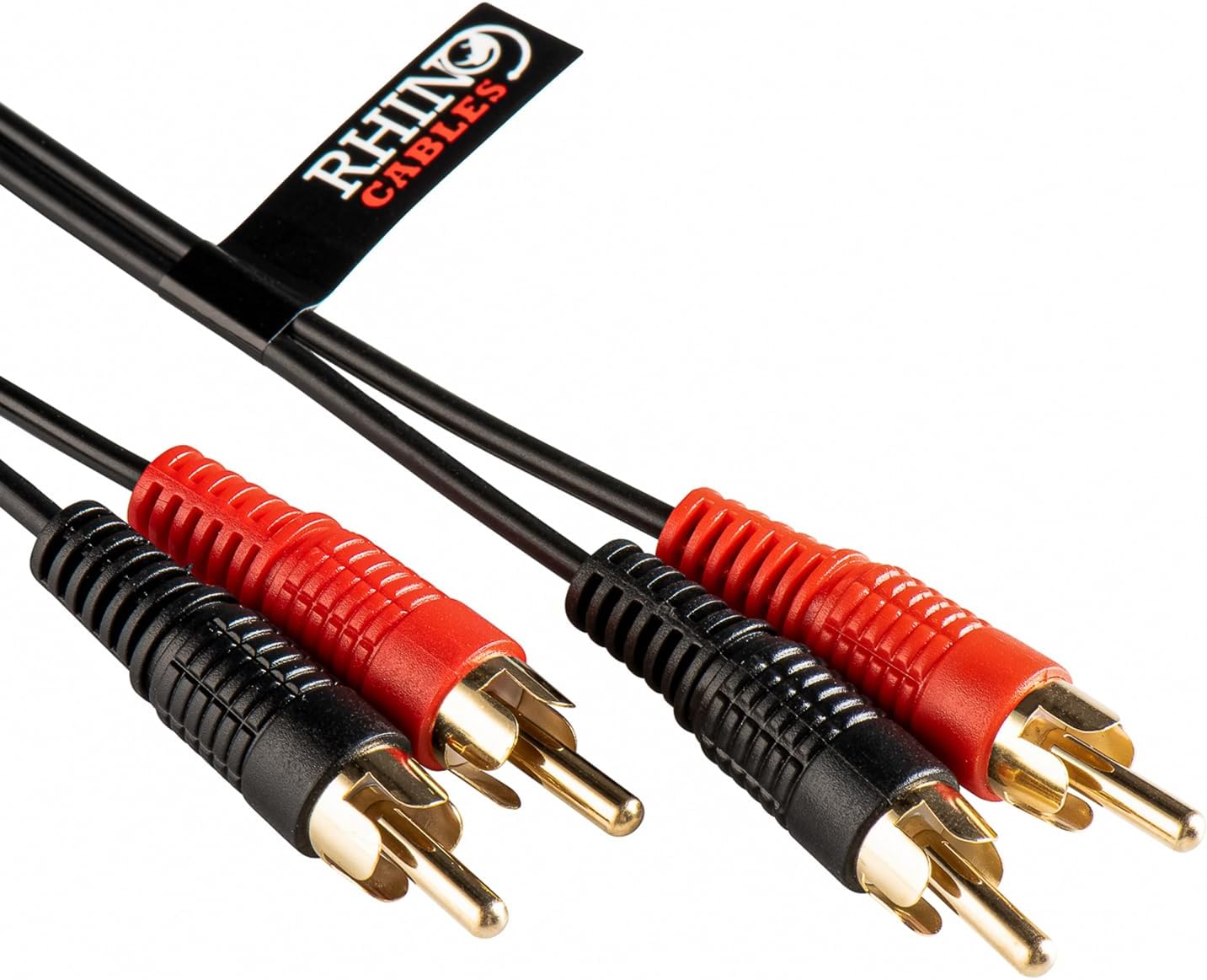 rhinocables 2 Phono to 2 Phono RCA Audio Cable | Dual/Twin Male to Male Splitter, Gold-Plated Connectors for Premium Audio | Compatible with TVs, Speakers, Sound Systems, Home Theatre & More (1.2m)