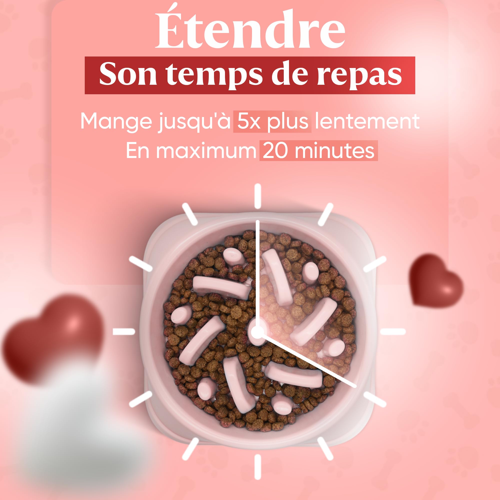 Gamelle Anti Glouton pour Chien de Grande Taille | Bol d'alimentation Lente et Saine, Favorise la Digestion de l'animal, Anti Vomissements, Pieds Antidérapants, Grand et Gros Chien XXL (Grand, Rose)