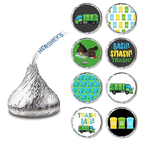 Miniatura 5 de Garbage Truck Trash Bash Labels for Hershey's Kisses Chocolates by Adore By Nat - Candy Sticker Party Favor - Set of 240