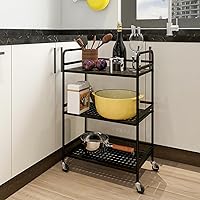 Vista 30 de 3-Tier Metal Utility Multipurpose Rolling Cart,Large Capacity Heavy Duty Cart with Lockable Wheels for Kitchen,Living Room,Office,Bathroom Storage