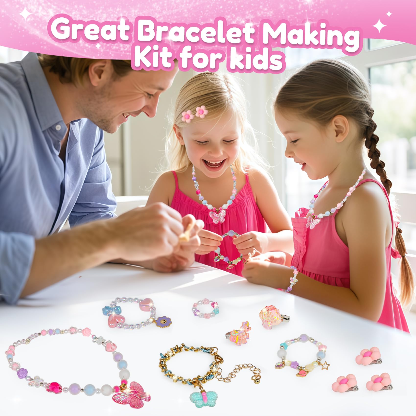 ROOCHKD Kunst- und Bastelset zur Schmuckherstellung, mehrfarbig, DIY-Armband, Bastelprojekte und Dekorationen, Kunstbedarf, Klassenaktivität für Kinder, Geburtstag, Austausch, Geschenke