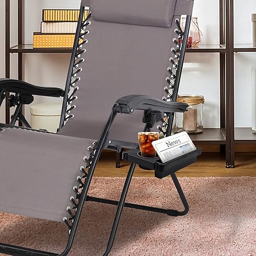 Miniatura 8 de Evron Bandeja para silla de gravedad cero, portavasos para silla de salón de gravedad cero, diseño colgante de bolsa reclinable, bandeja con clip en