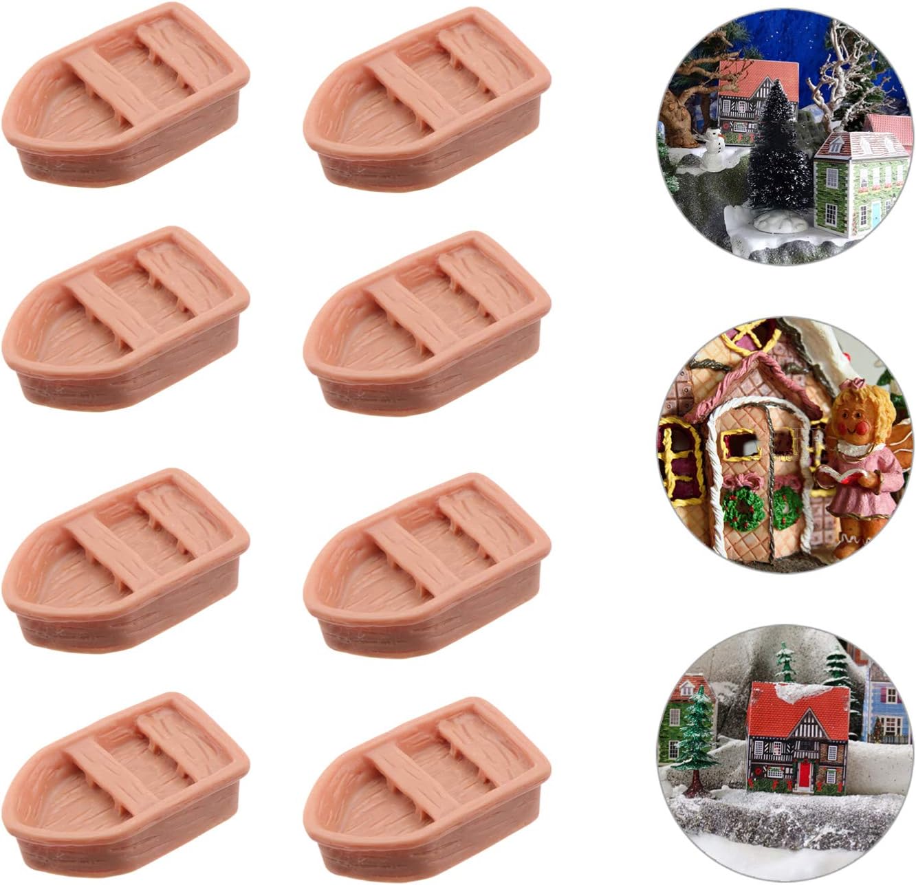 NUOBESTY 12Pcs Miniature Boat Figurines for Fairy Garden Accessories, Plastic Mini Rowboats for Dollhouse Decor, Small Toy Boats for Micro Landscape Terrarium Cake Topper DIY Craft