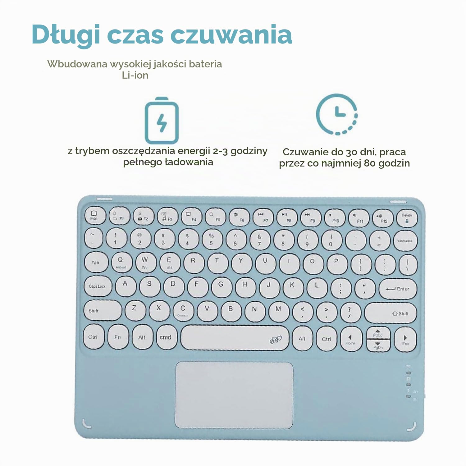 Keyboard Case for Lenovo Idea Tab 11 cali 2025 (TB-336ZU/TB-336FU), inteligentna klawiatura Bluetooth z odłączanym panelem dotykowym i ultracienką klawiaturą folio z myszką,Blue