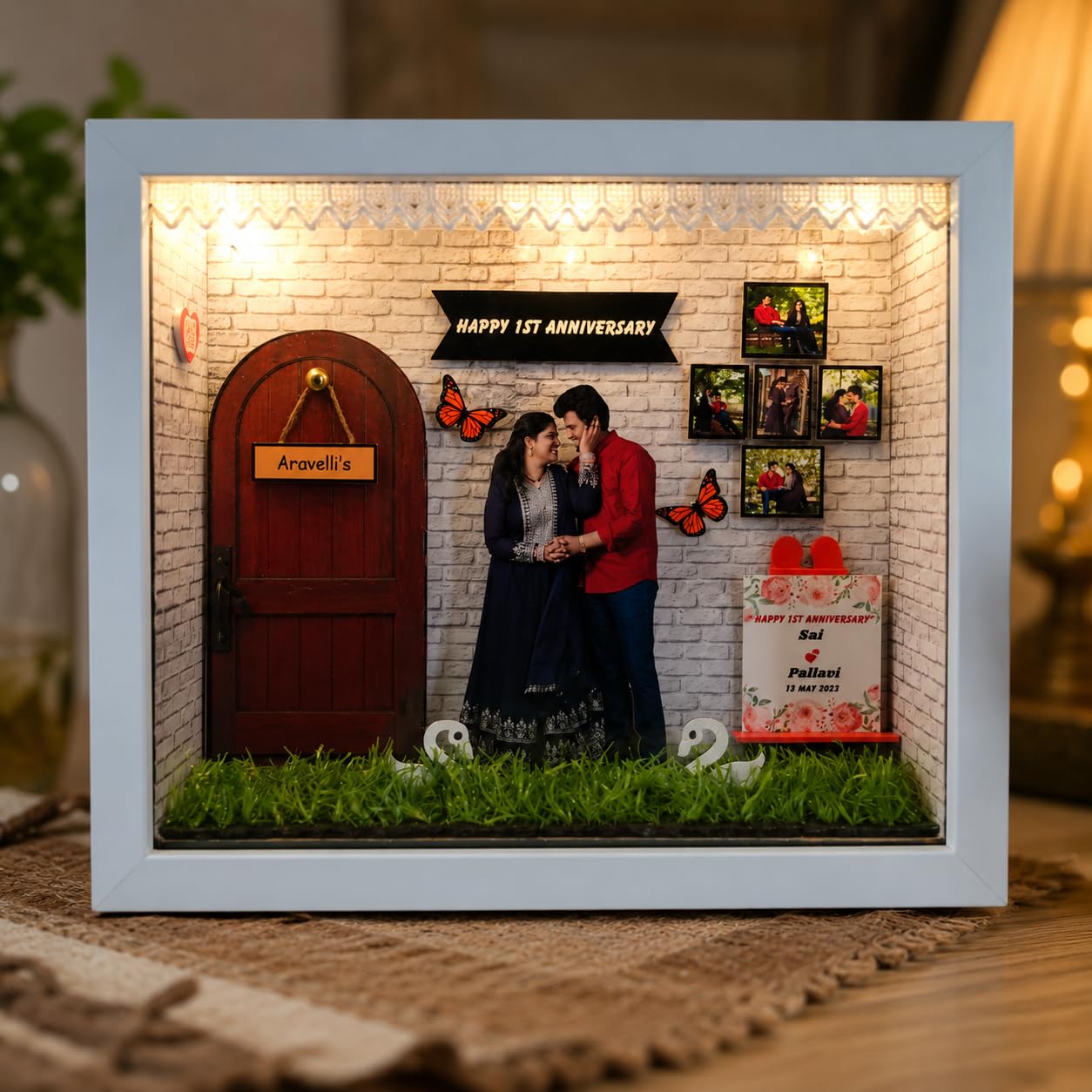 craftosuit Unique Personalized Gift Miniature Frame 3d Customised Photo Trending for Birthday Anniversary couple gifts Mom Dad Baby wood rectangular shape Table mount multicolor-image-1