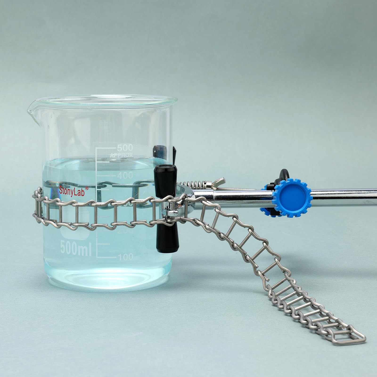 stonylab Pince à Chaîne et Support de Pince, Accessoire Réglable de Laboratoire, Support en Alliage d’Aluminium pour Verrerie, Béchers et Entonnoirs, Convient pour 40-145 mm de Diamètre