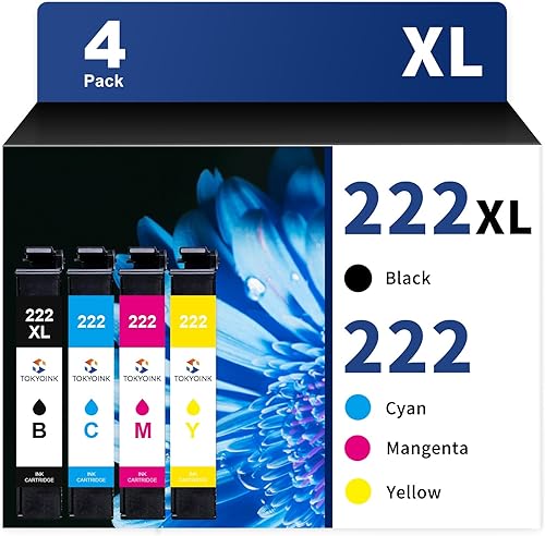 TOKYOINK 222XL - Paquete combinado de cartuchos de tinta de repuesto para Epson 222 XL T222 para Expression Home XP-5200 Workforce WF-2960 cartucho
