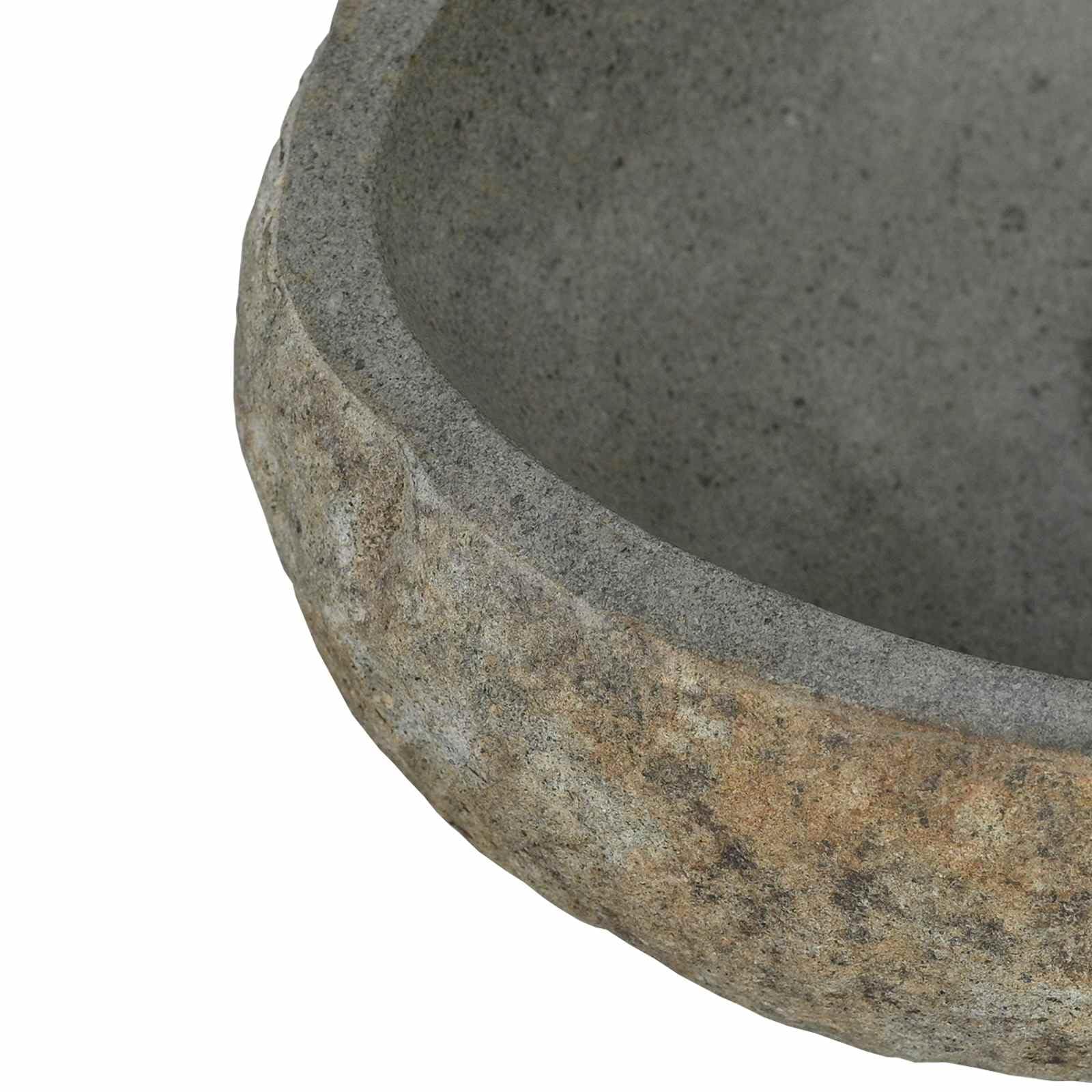 vidaXL Basin in pietra fluviale Grigio chiaro 45 x 35 x 15 cm, Lavabo ovale elegante, moderno, grigio chiaro lucidato, design unico, drenaggio efficiente, durevole