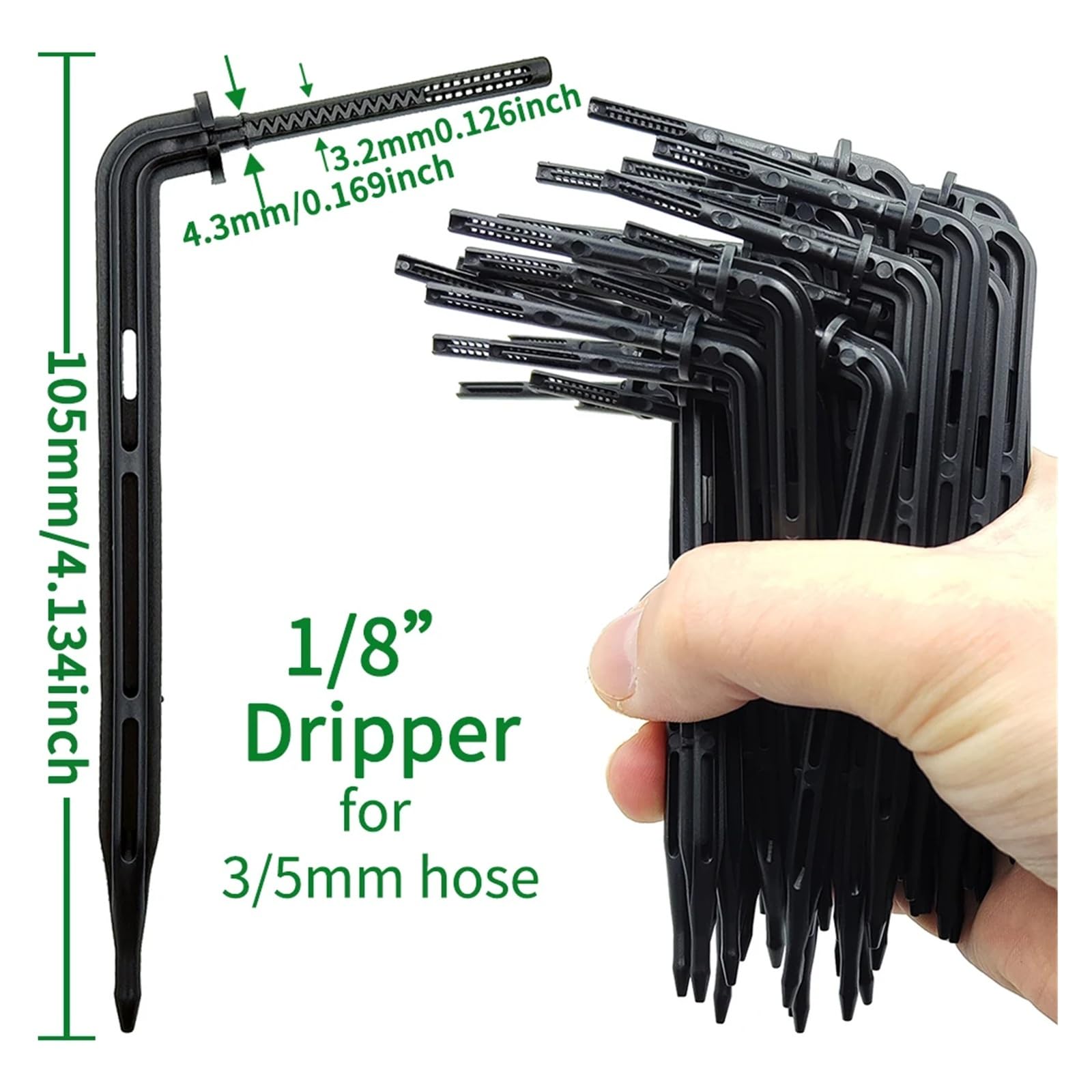 Kit di irrigazione a goccia for serra Sistema di irrigazione automatico Giardino Gocciolatore for tubo a 4 vie da 4/7mm a 3/5mm for piante in vaso Bonsai di verdure(15M-40 Drippers)