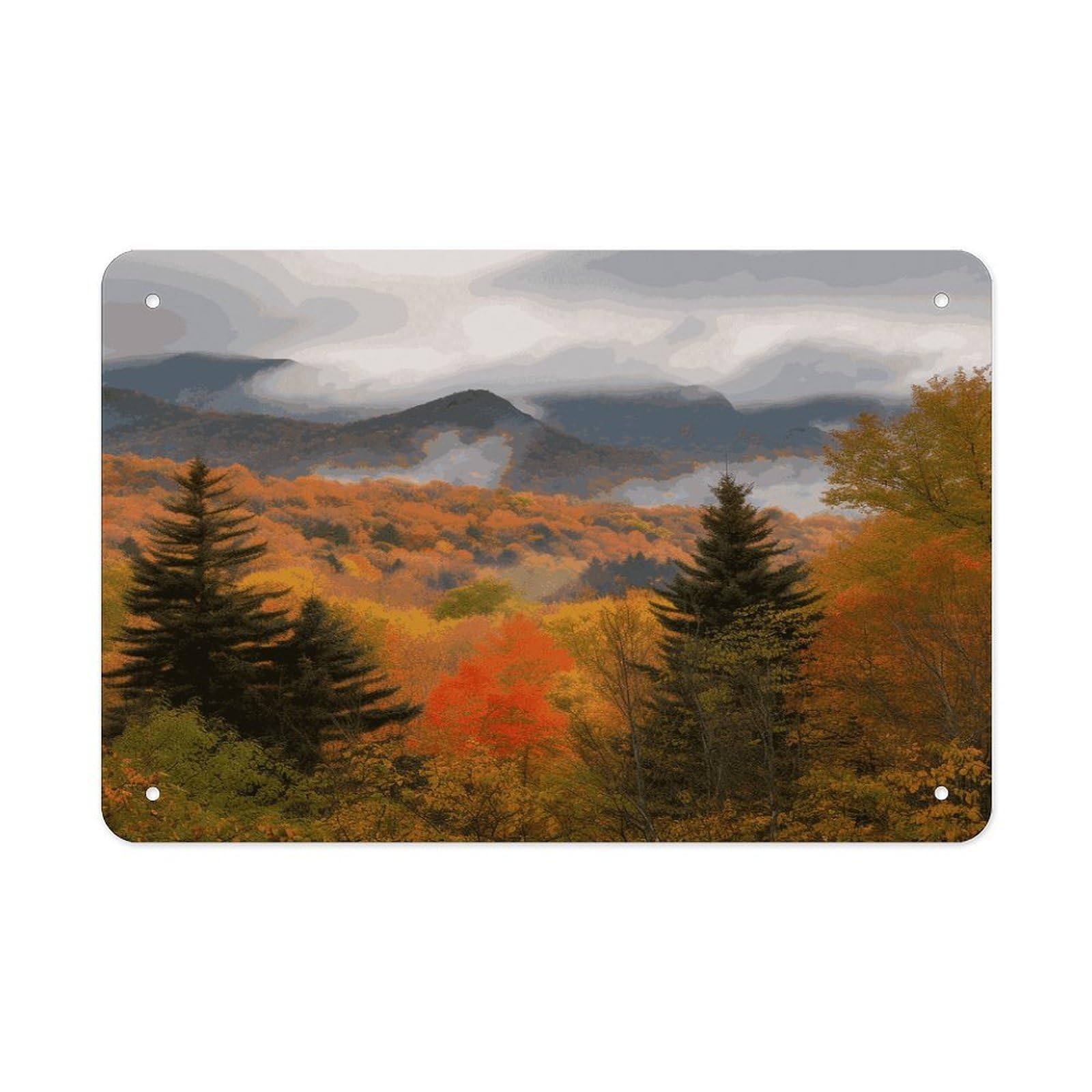Fodpand Style Autumn Foliage Mountains Wall Art Metal Signs Tin Sign