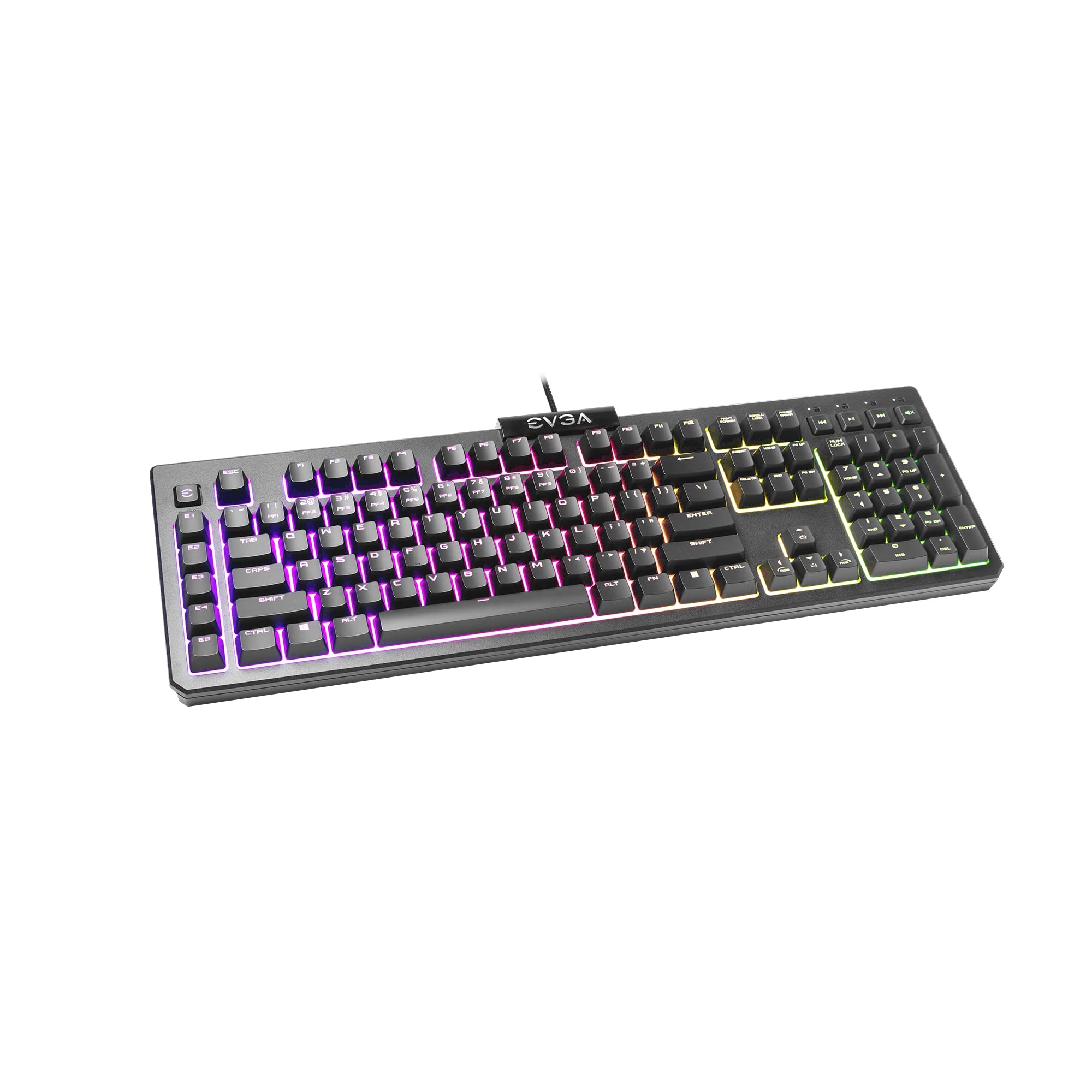 EVGA Tastiera da gioco Z12 RGB, LED retroilluminato RGB, 5 tasti macro programmabili, tasti multimediali dedicati, resistente all'acqua, layout USA 834-W0-12US-KR