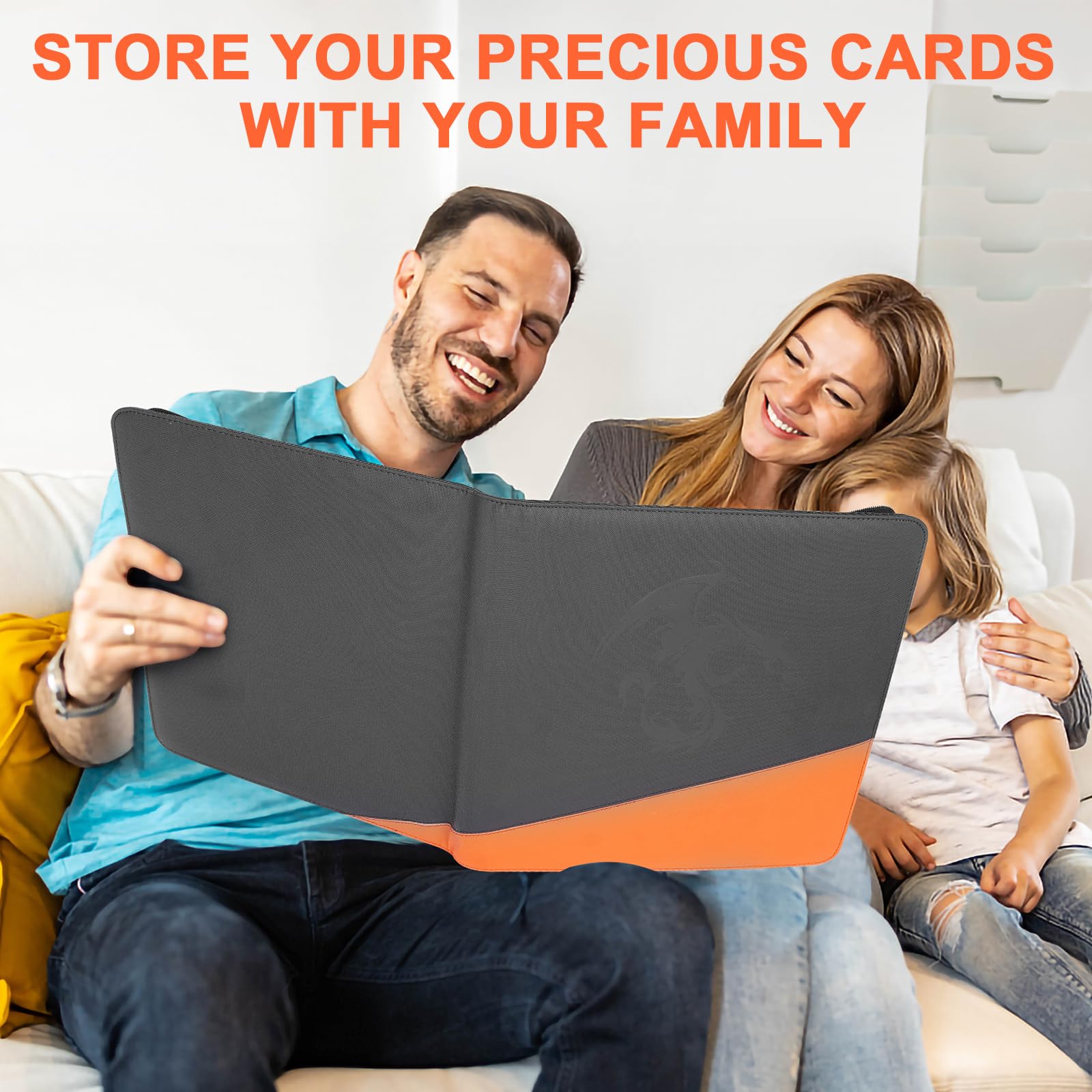 Carpeta portafolios con 9 compartimentos para 360 portafolios para tarjetas MTG/TCG y deportivas, color naranja
