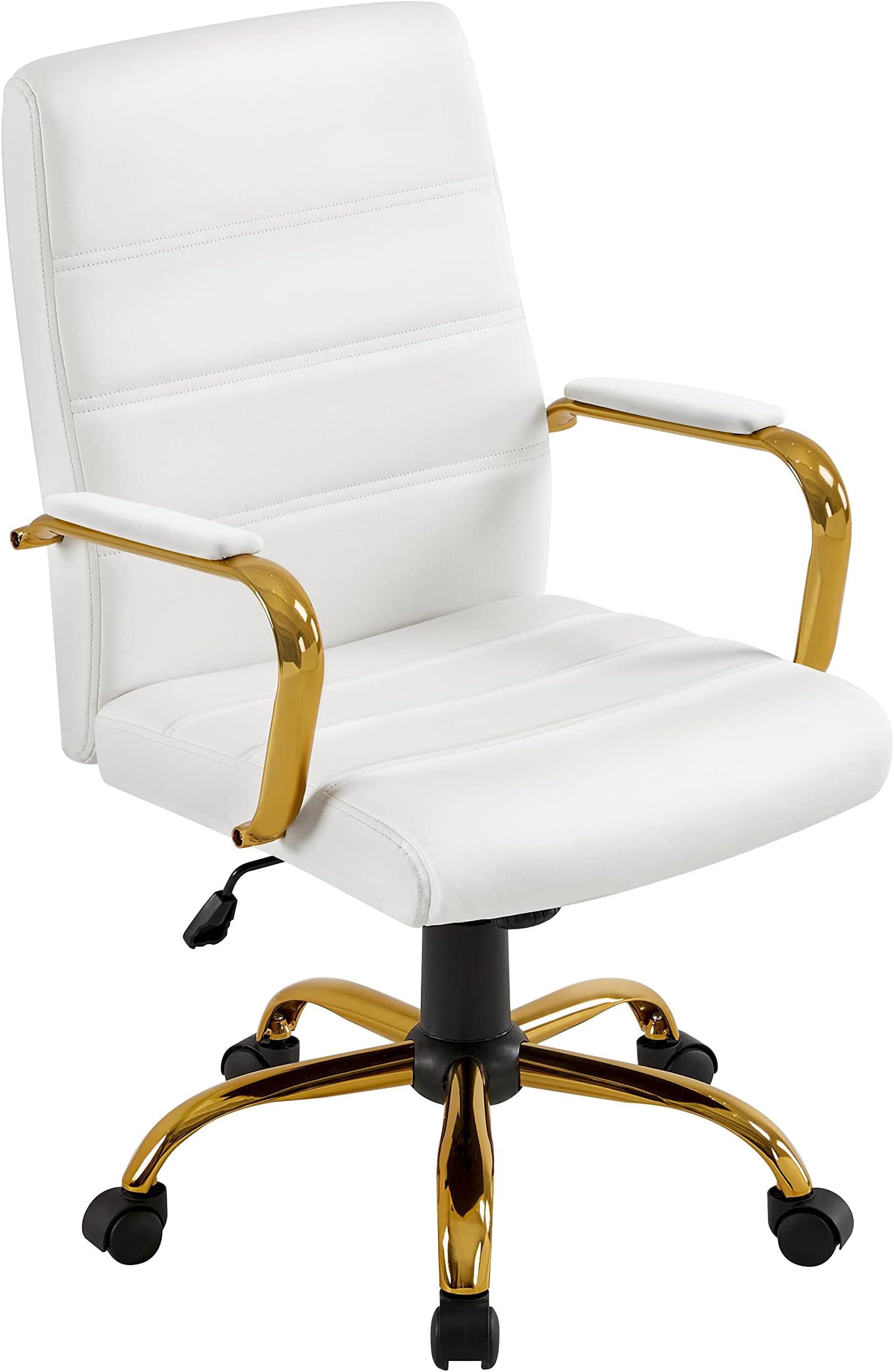 CAROCC Gold Office Chair Modern White and Gold Desk Chair