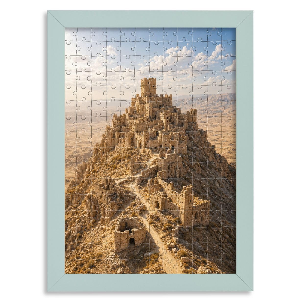 CLAMARO 'PUZZLED' Puzzle Frame for 36 x 49 cm Puzzle - Puzzle Picture Frame in Grey Blue Decor - Picture Frame with 30 mm Wide MDF Wood Frame Including Acrylic Glass and Back Panel