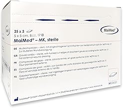 Sterile Dressings 5 x 5 cm - Pack of 75 Gauze Dressings 8-Ply Lint-Free - Gauze Swab Sterile & Non-Adhesive Wound Dressings for Dressing & Care