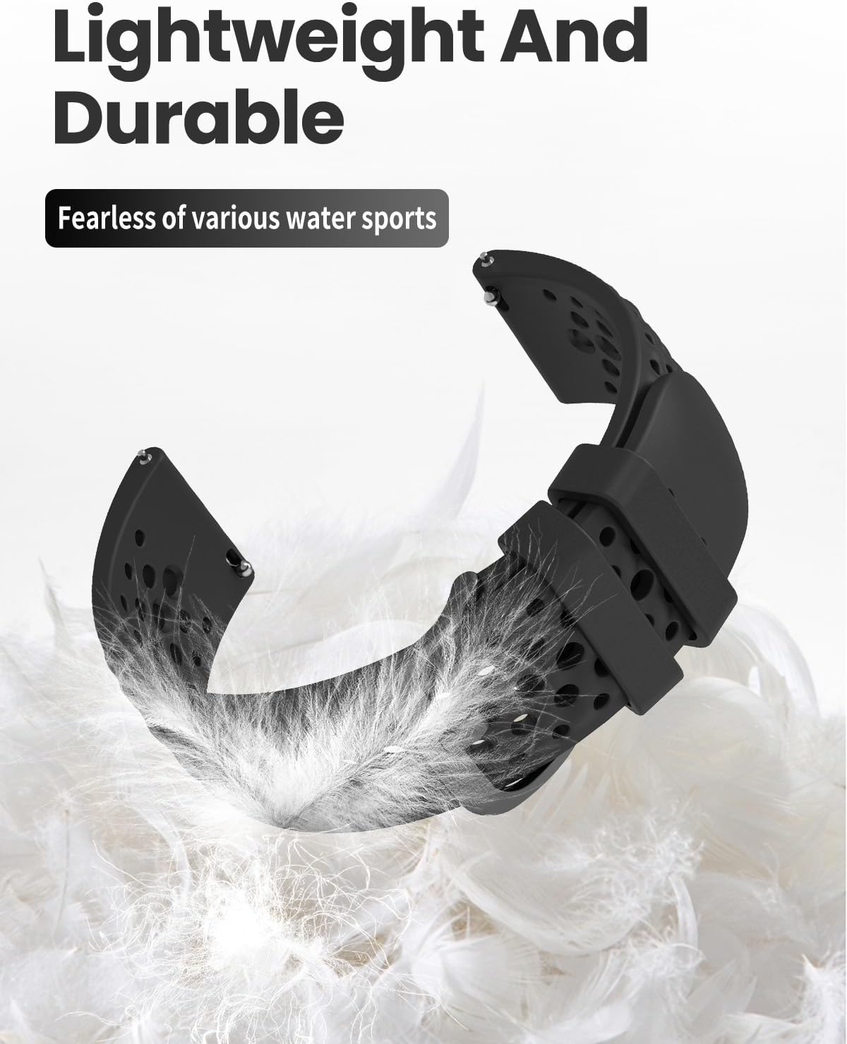 for Amazfit Cheetah 2 Pro 48mm Watch Band, Washable Silicone Breathable Sport Strap (Black)