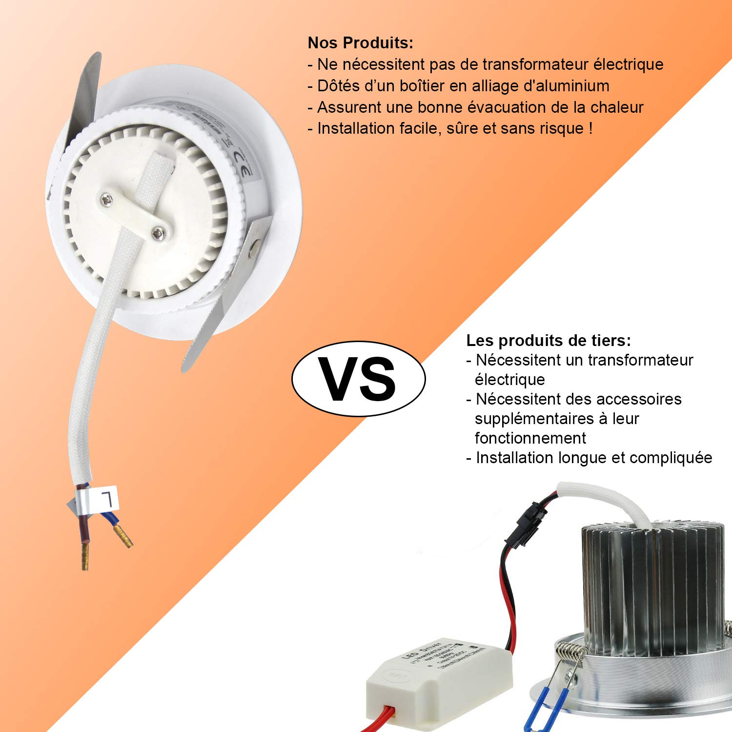 Foco LED empotrable blanco para cuarto de baño IP44 impermeable, platino LED 5 W integrado, plafón empotrado, focos de techo, 500 lm, equivalente a 50 W, blanco neutro 4500 K, lote de 6