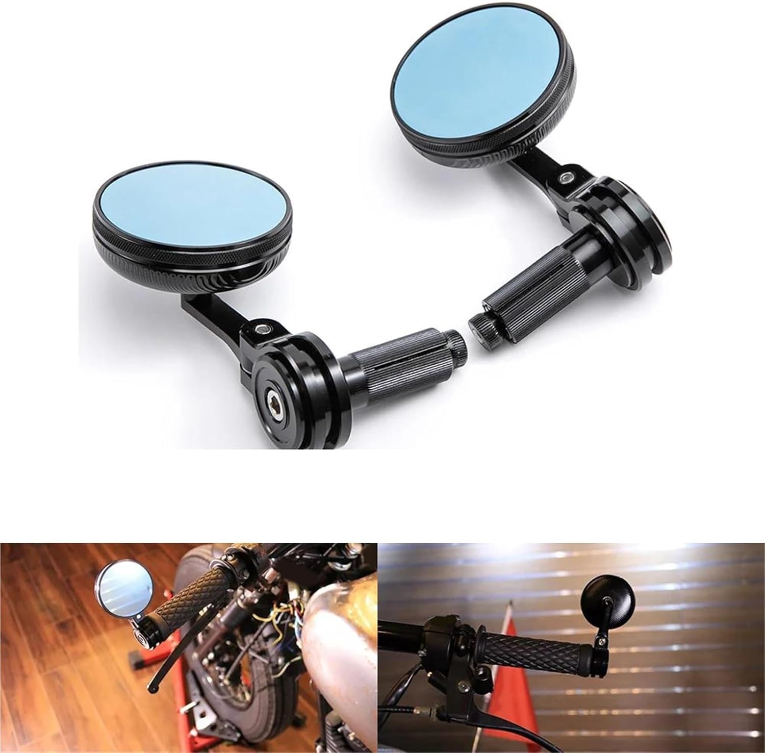 オートバイ用バーエンドハンドルバーミラー サイドミラー ブラック アルミニウム ユニバーサル に適合するスポーツスター883ダイナ用