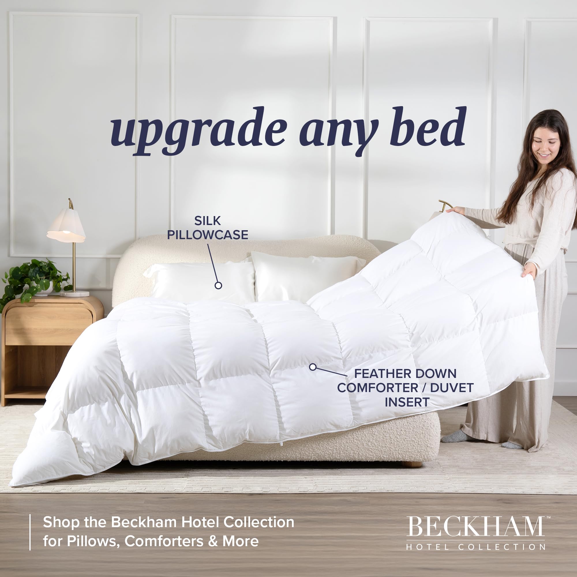 Beckham Hotel Collection Silk Pillow Case with Zipper, 100% Mulberry Silk Pillowcase for Hair & Skin, 22 Momme 6A Grade, Oeko-TEX Certified, 1PC, King, Ivory