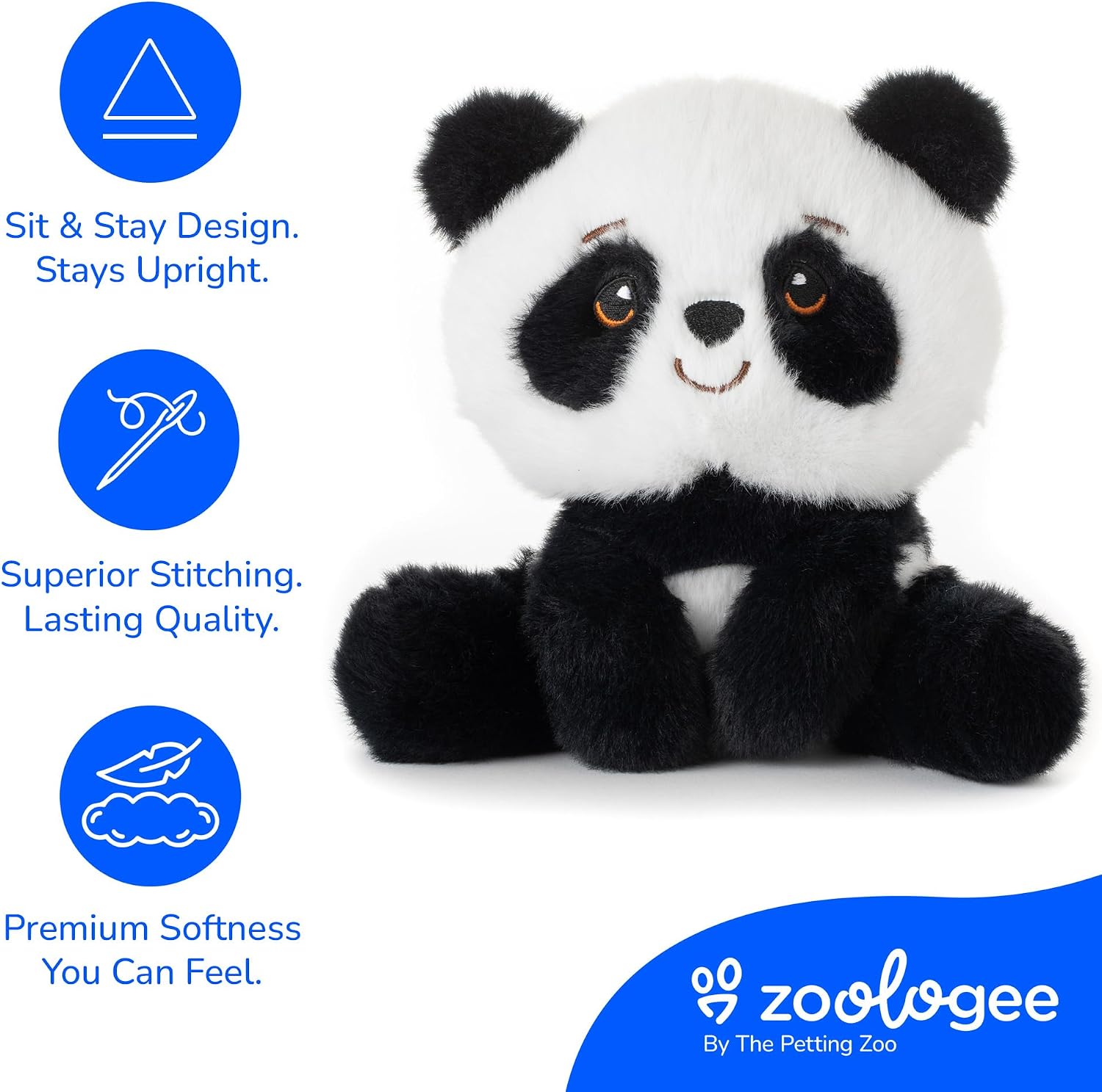 The Petting Zoo Panda Stuffed Animal Plushie, Gifts for Kids, Snugletz Zoologee Plush Toy, 7 in