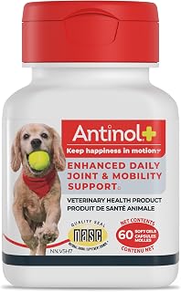 Antinol Plus, Mobility, Hip, and Joint Supplement for Dogs, Green-Lipped Mussels and Krill Oil - Dog Joint Supplement, Better and Faster Than Glucosamine and Chondroitin, 60 Soft gels